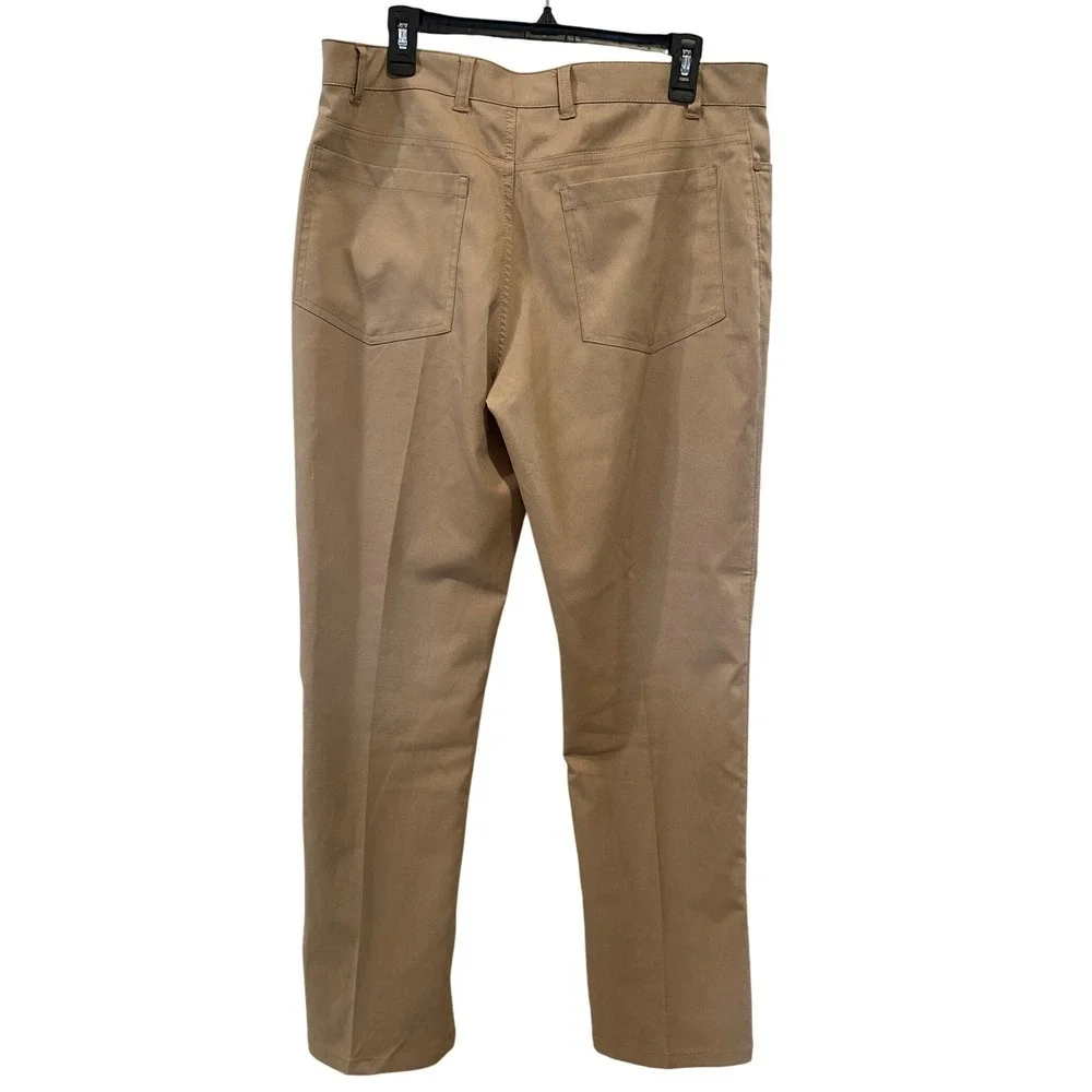 PGA Tour Mens Golf‎ Pants Khaki Tan Straight Leg 5-Pocket Stretch Trousers 34x30